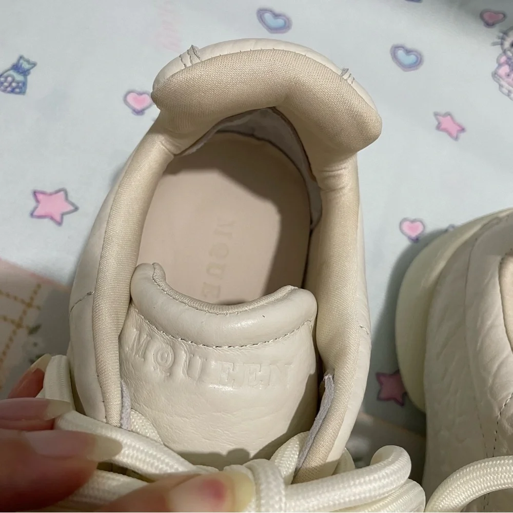 Alexander McQueen White Low-Top Leather Sneakers